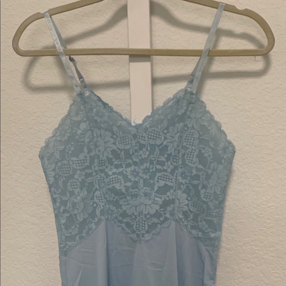 Vintage Vanity Fair Blue Lace Trim Slip Dress - Picture 2 of 10